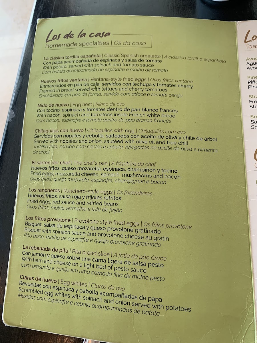 Mirador Italian Restaurant Menu - Image 1